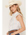 Image #2 - Ely Walker Women's Boot Barn Exclusive Floral Horseshoe Wallpaper Print Sleeveless Pearl Snap Western Shirt, White, hi-res