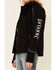 Image #3 - Shyanne Women's Black Piped Sleeve Logo Zip-Front Hooded Softshell Jacket , , hi-res