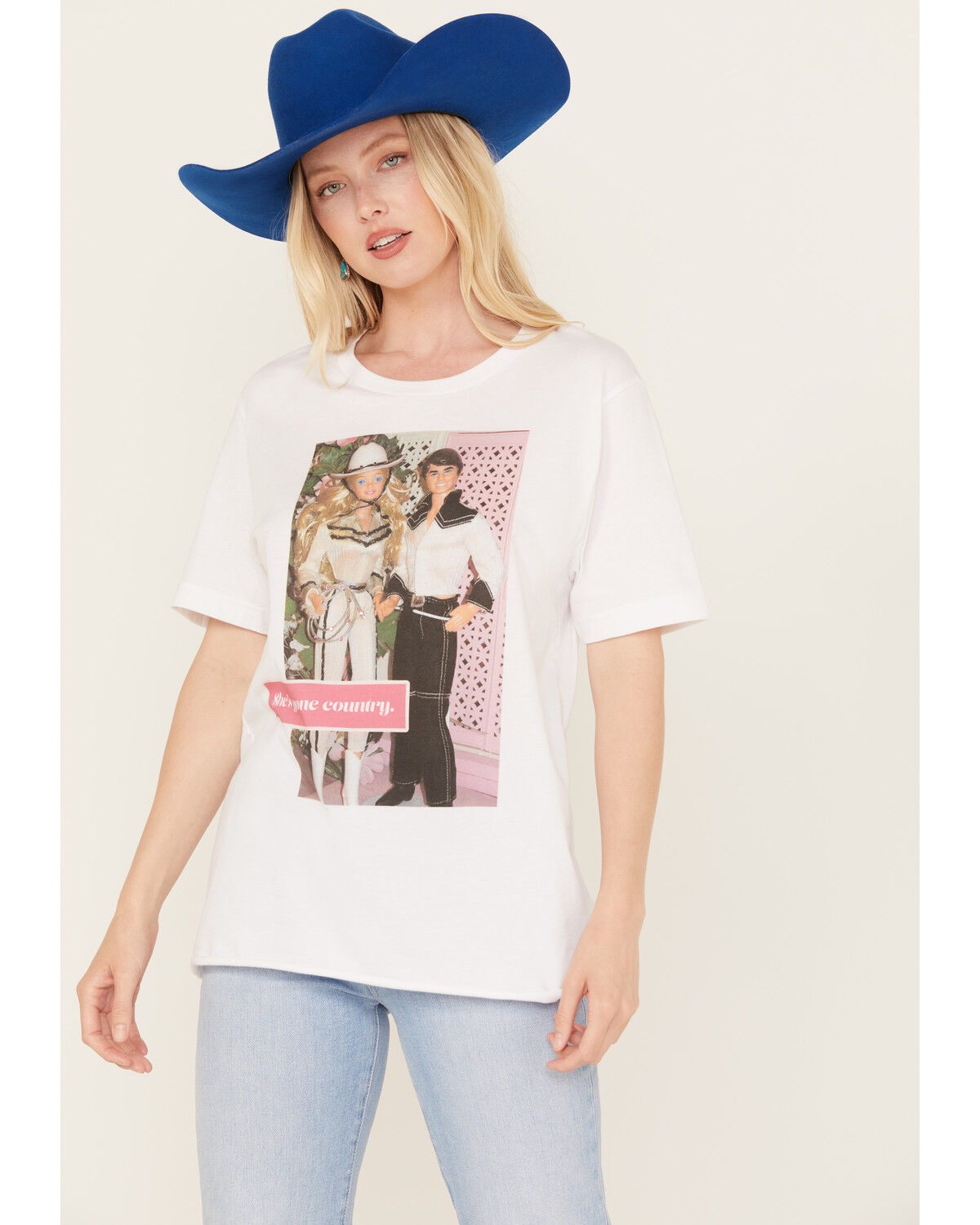 Image #1 - Gina Tees Women's Embellished She's Gone Country Graphic Tee, White, hi-res