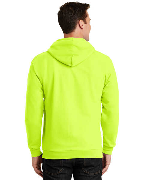 Image #2 - Port & Company Men's Safety Green 3X Essential Fleece Full Zip Hooded Work Sweatshirt - Big rt , Green, hi-res