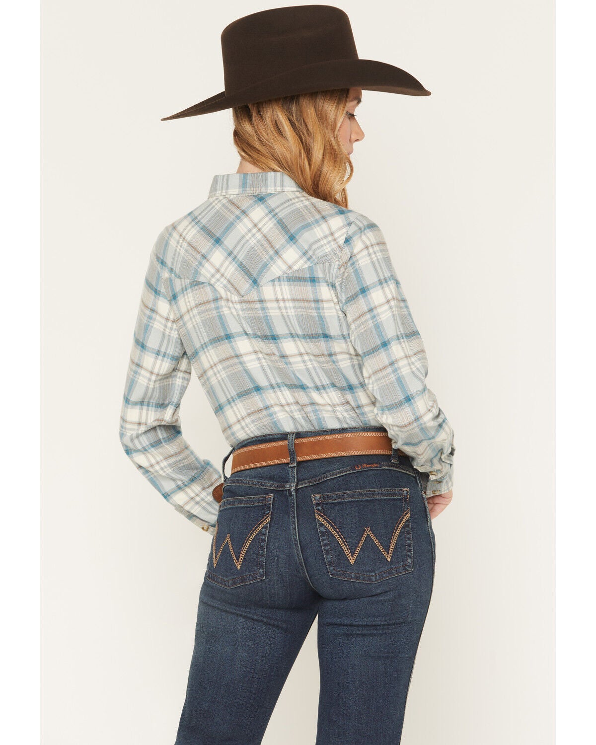Image #4 - Shyanne Women's Plaid Print Long Sleeve Button-Down Flannel Shirt, Aqua, hi-res