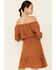 Wrangler Women's Off-Shoulder Peasant Dress, Rust Copper, hi-res