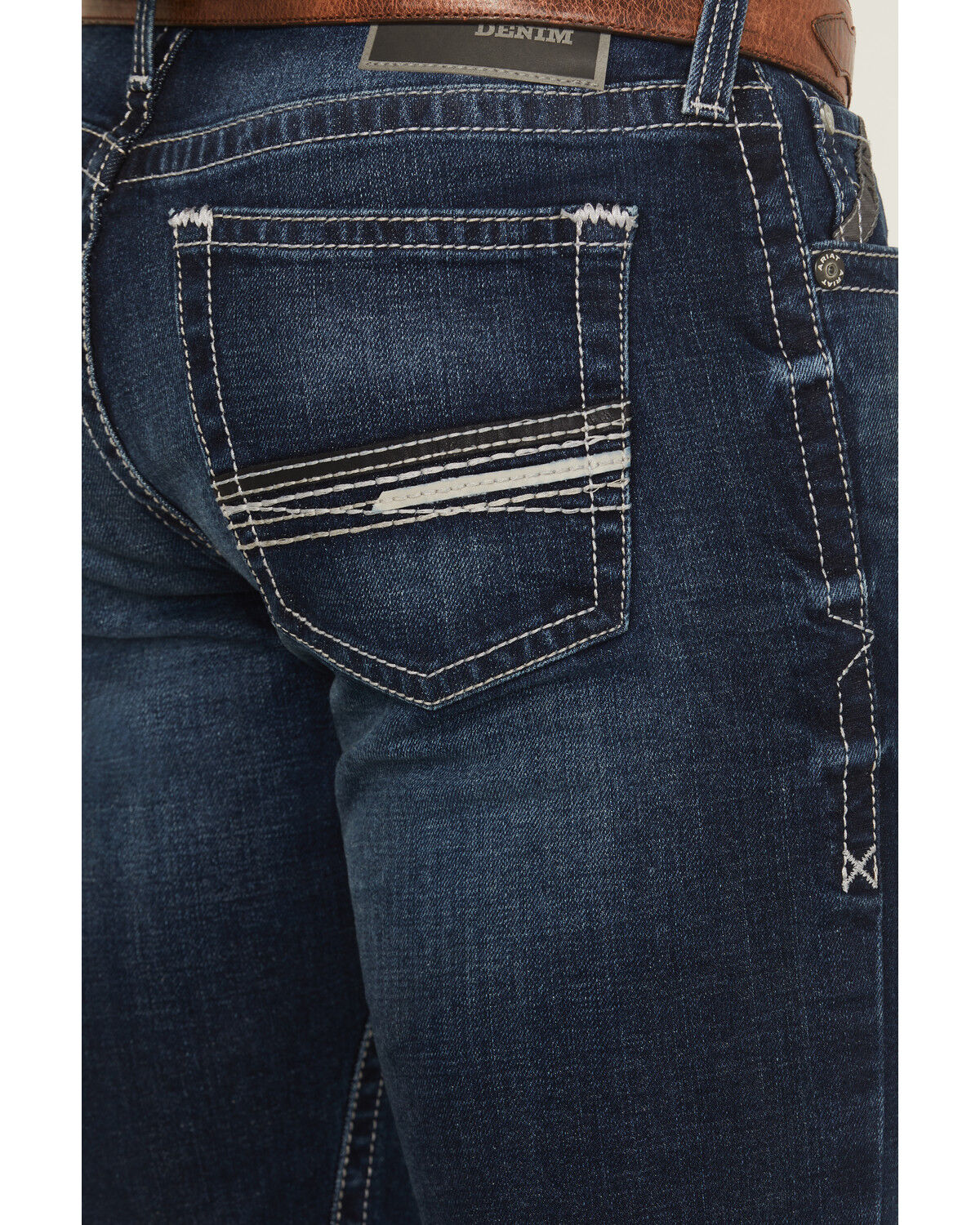 Image #4 - Ariat Men's M8 Dark Wash Modern Slim Straight Stretch Denim Jeans, Dark Wash, hi-res