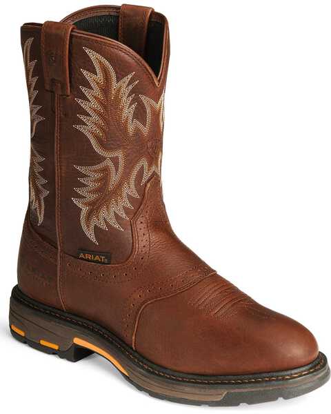 Ariat Men's Workhog Pull-On Work Boots - Round Toe, Copper, hi-res