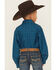 Image #4 - Roper Boys' Southwestern Print Long Sleeve Snap Western Shirt, Blue, hi-res