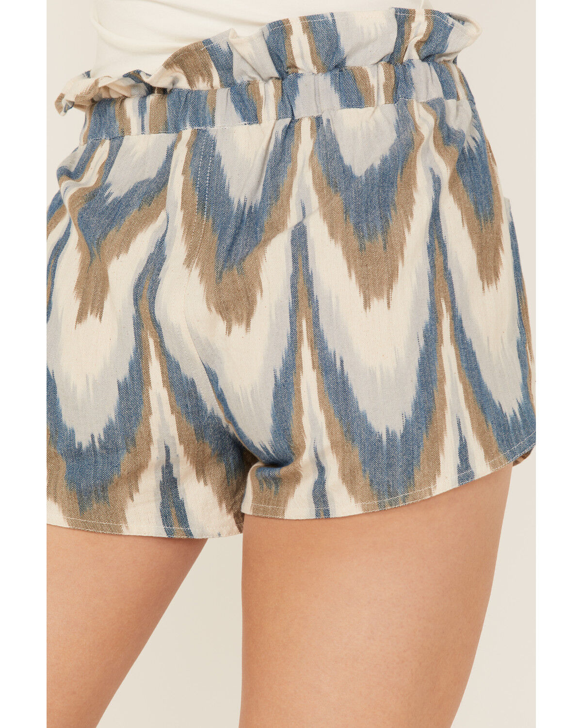 Image #4 - Shyanne Women's Ikat Print Paperbag Shorts, Bright Blue, hi-res