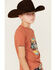 Image #2 - Rock & Roll Denim Boys' Dale Brisby Pow Pow Short Sleeve Graphic T-Shirt , Rust Copper, hi-res