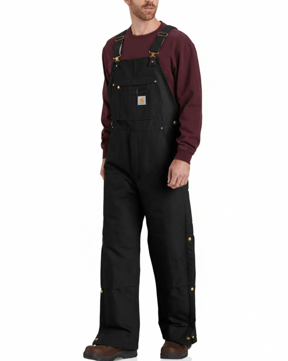 Image #1 - Carhartt Men's Loose Fit Firm Duck Insulated Bib Overalls, Black, hi-res