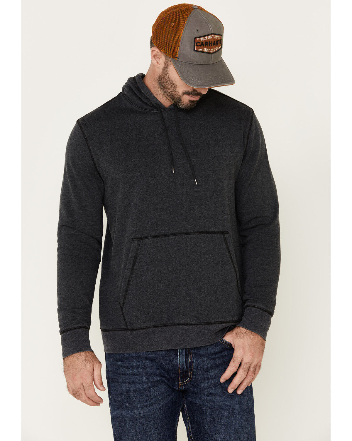 Image #3 - Flag & Anthem Men's Charcoal Colerain Burnout Fleece Hooded Sweatshirt, Charcoal, hi-res