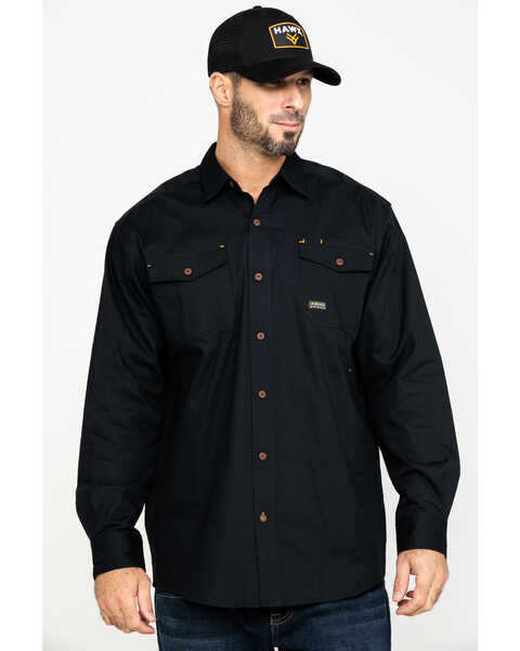 Image #1 - Ariat Men's Rebar Made Tough Durastretch Long Sleeve Work Shirt , Black, hi-res