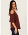 Image #2 - Shyanne Women's Short Sleeve Cold Shoulder Top, Brown, hi-res