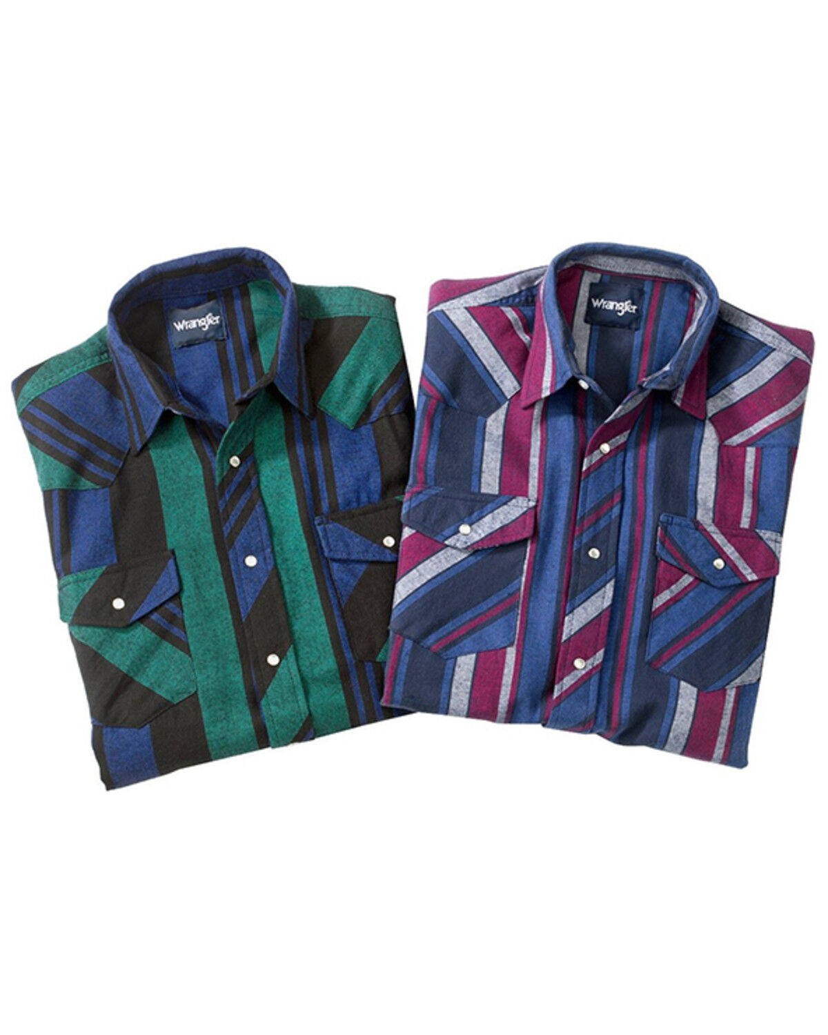Image #5 - Wrangler Assorted Striped 4.5 oz.Flannel Long Sleeve Shirts - Big,Tall, Big/Tall, Stripe, hi-res