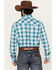 Image #4 - Wrangler Retro Men's Plaid Print Long Sleeve Snap Western Shirt, Turquoise, hi-res