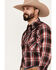 Image #2 - Ely Walker Men's Plaid Print Long Sleeve Snap Western Shirt, Red, hi-res