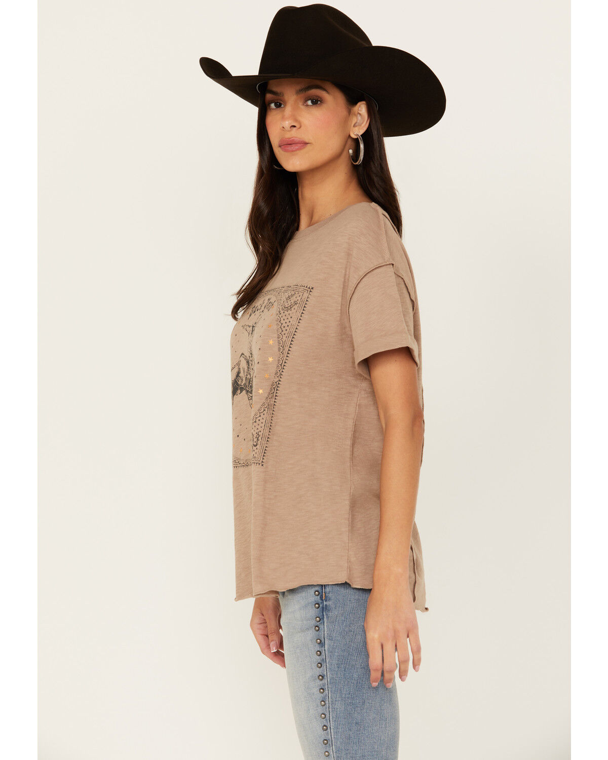 Image #2 - White Crow Women's Buck Yeah Seamed Short Sleeve Graphic Tee, Tan, hi-res