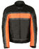 Image #1 - Milwaukee Leather Men's Reflective Stripe Racer Jacket, Black/orange, hi-res