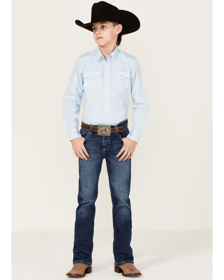 Wrangler 20X Boys' Cyan Vintage Slim Fit Bootcut Jeans, Blue, hi-res