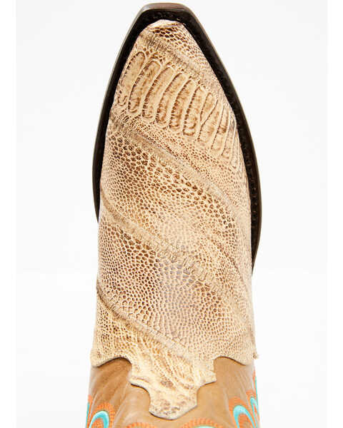 Image #6 - Dan Post Women's Exotic Ostrich Leg Western Boots - Snip Toe, Brown, hi-res