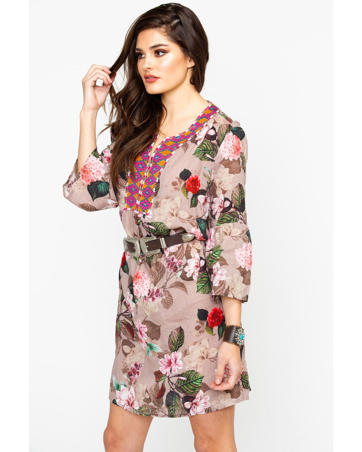 johnny was flare sleeve tunic dress