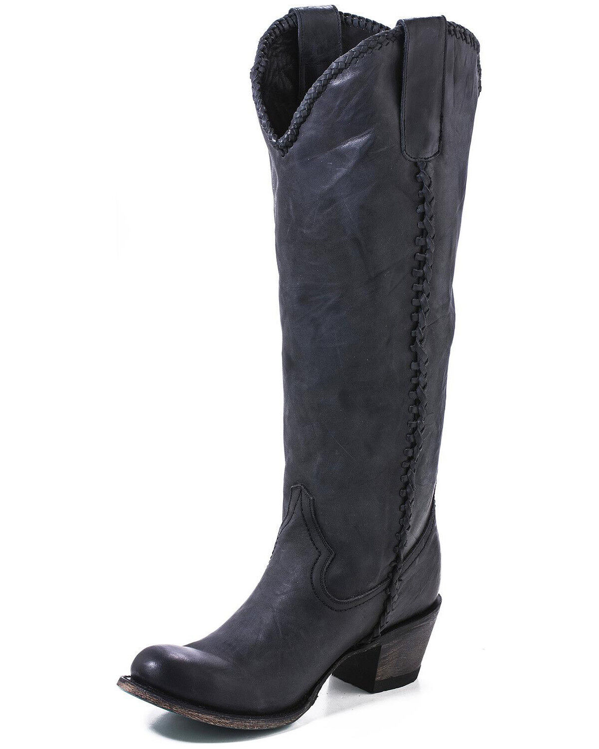 Image #2 - Lane Women's Plain Jane Charcoal Tall Western Boots - Round Toe, Black, hi-res