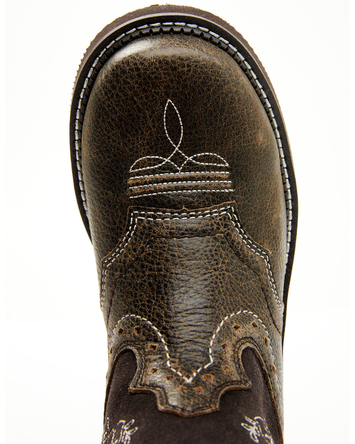 Image #6 - Shyanne Women's Adalia Floral Stitched Shaft Leather Western Boots - Wide Round Toe, Brown, hi-res