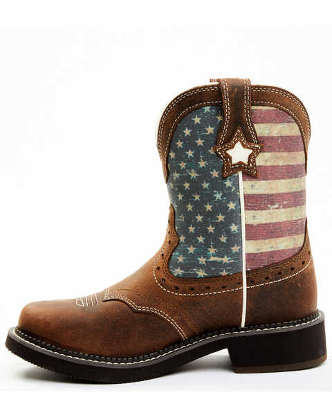 Image #3 - Shyanne Women's Glory Stars & Stripes Shaft Leather Western Boots - Wide Round Toe , Brown, hi-res