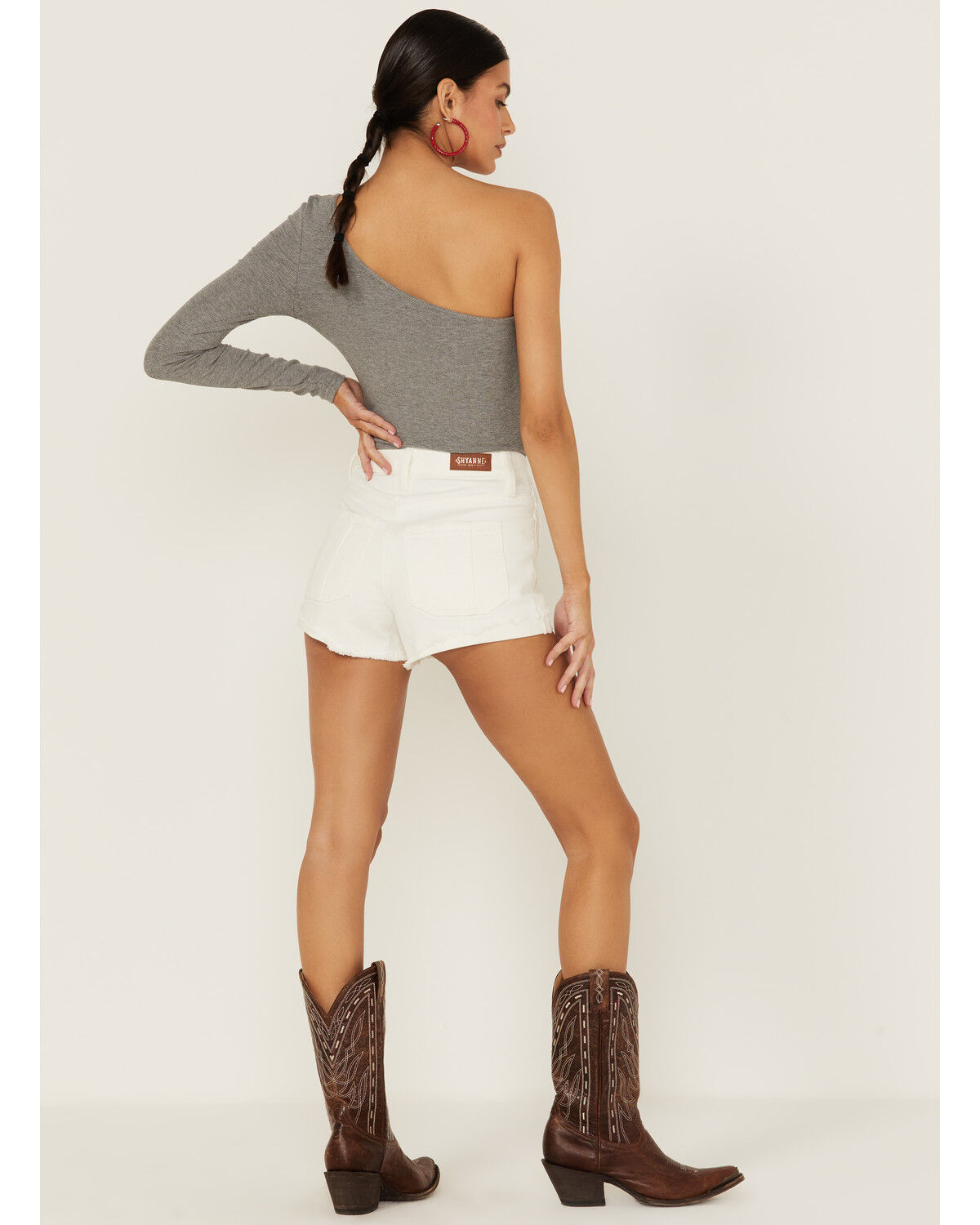 Image #3 - Shyanne Women's High Rise White Rolled Cuff Shorts, White, hi-res