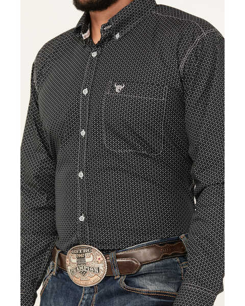 Image #3 - Cowboy Hardware Men's Geo Print Long Sleeve Button-Down Western Shirt, Black, hi-res