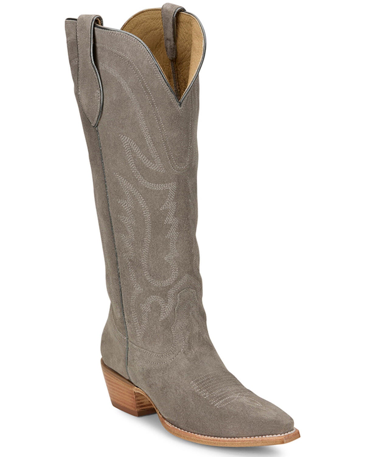 Tony Lama Women's Derby Liz Tall Western Boots - Snip Toe, Light Grey, hi-res