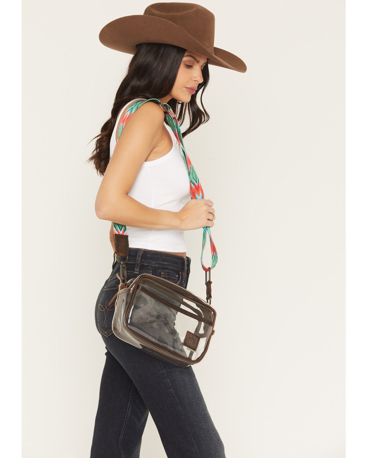 STS Ranchwear by Carroll Women's Lucy Clear Stadium Crossbody Bag, Brown, hi-res