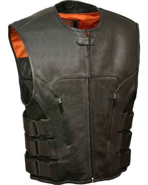 Milwaukee Leather Men's SWAT Style Zipper Front Vest, Black, hi-res