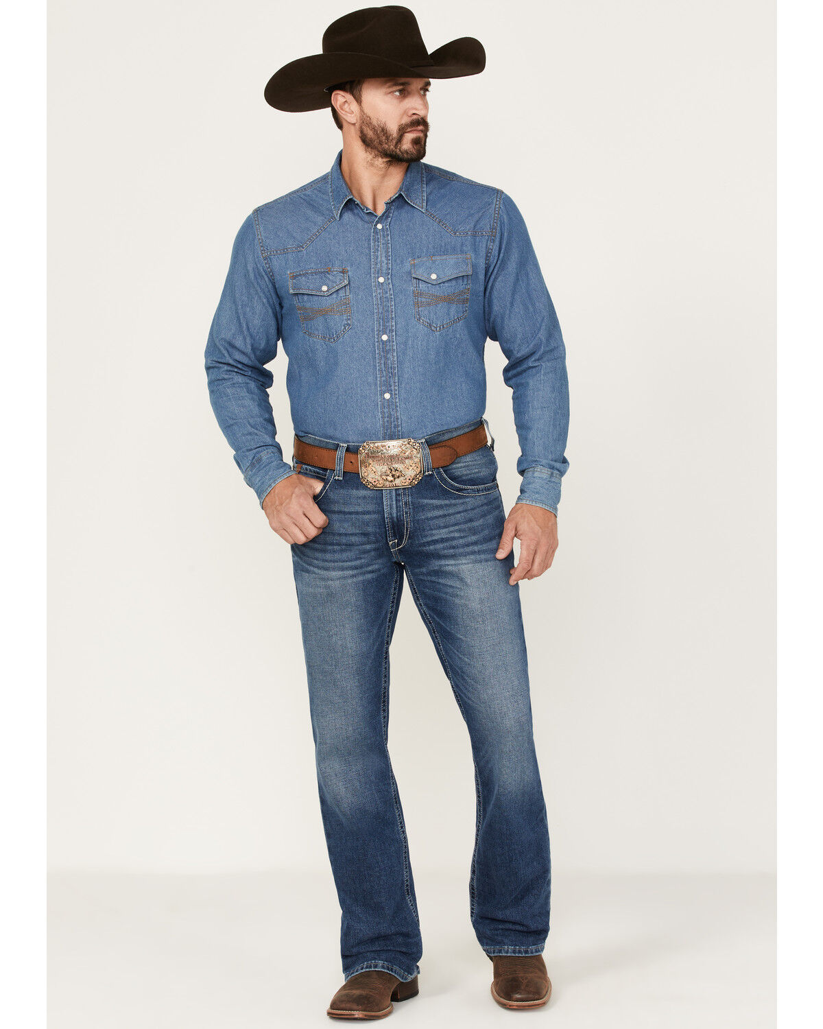 Image #1 - Ariat Men's M5 Walden Martson Medium Wash Straight Jeans, Blue, hi-res