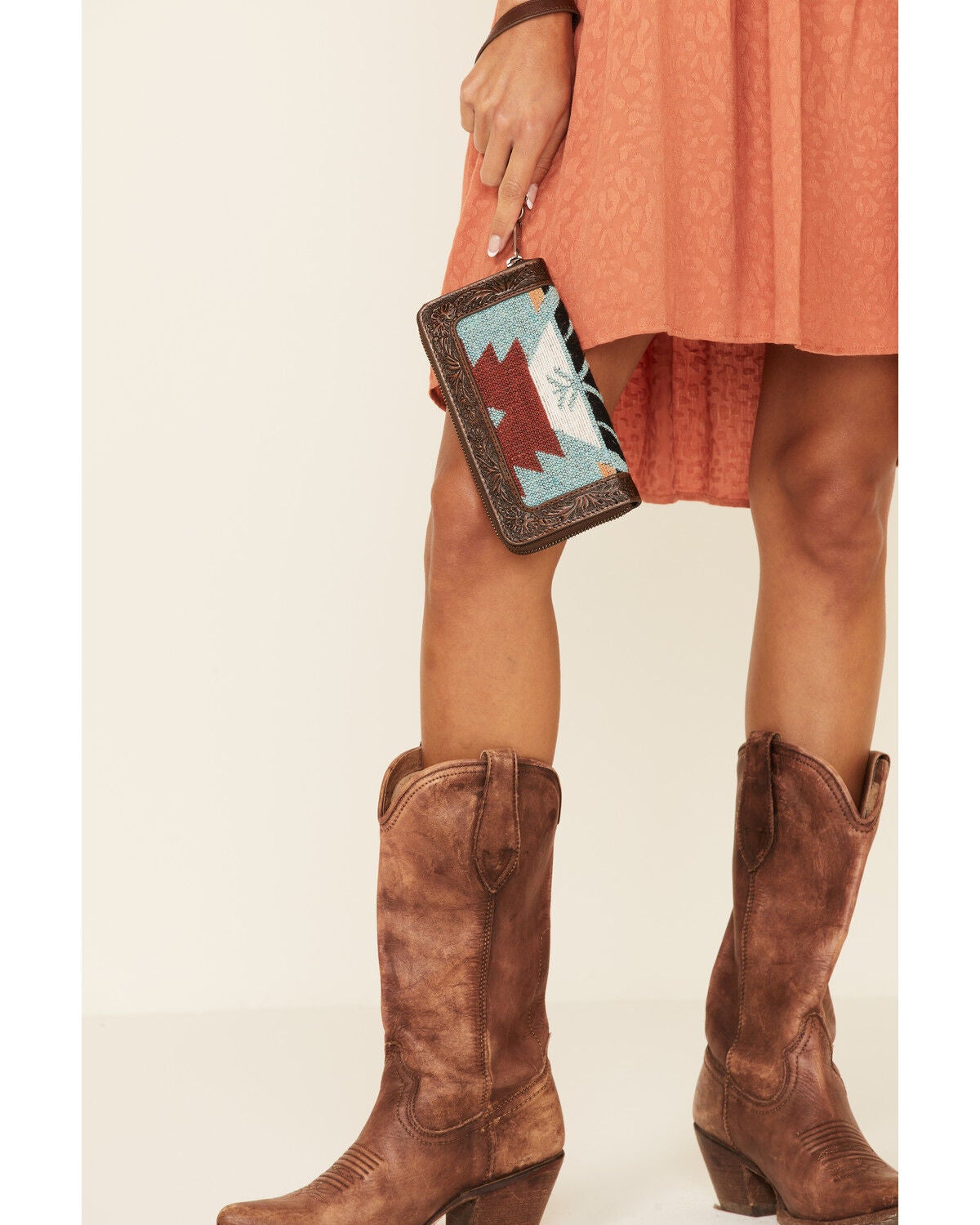 Image #1 - Shyanne Women's Southwestern Tooled Wallet, Brown, hi-res