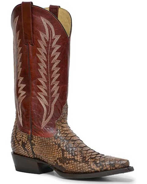 Stetson Women's Ember Exotic Python Western Boots - Snip Toe, Red, hi-res