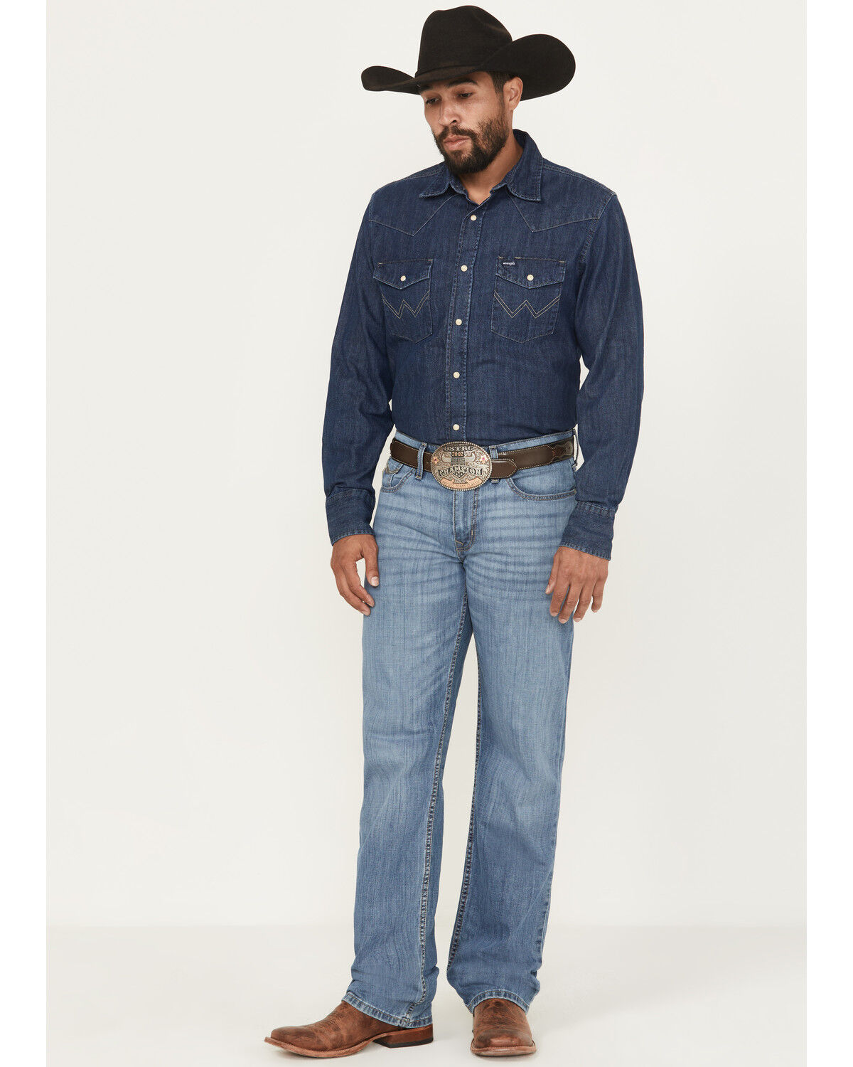 Image #1 - Cinch Men's Grant Medium Wash Relaxed Bootcut Performance Stretch Denim Jeans, Medium Wash, hi-res