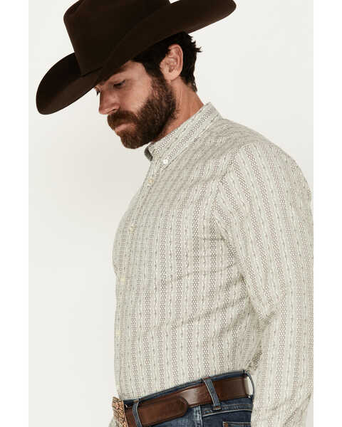 Image #2 - Cody James Men's Sturdy Striped Print Long Sleeve Button-Down Shirt, Ivory, hi-res