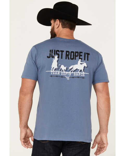 Image #4 - Cowboy Hardware Men's Just Rope It Short Sleeve Graphic T-Shirt, Blue, hi-res