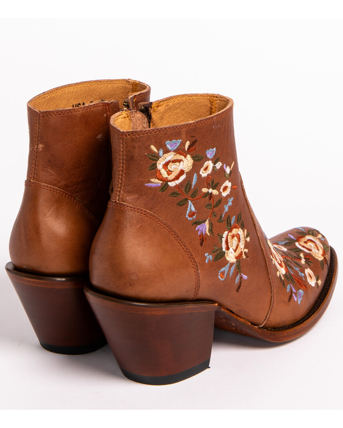 Image #7 - Shyanne Women's Millie Floral Embroidered Booties - Round Toe, Brown, hi-res