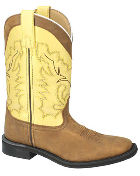 Image #1 - Smoky Mountain Women's Yellow Rose Western Boots - Broad Square Toe , Yellow, hi-res