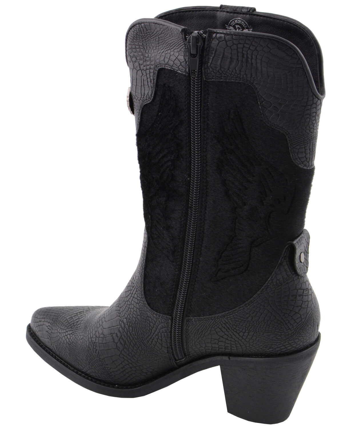 Image #8 - Milwaukee Leather Women's Snake Print Western Boots - Round Toe, Black, hi-res
