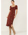 Lush Women's Ruched Front Midi Knit Dress, Rust Copper, hi-res