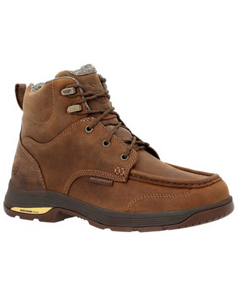 Georgia Men's Athens Superlyte Waterproof 6" Lace-Up Work Boots - Moc Toe, Brown, hi-res