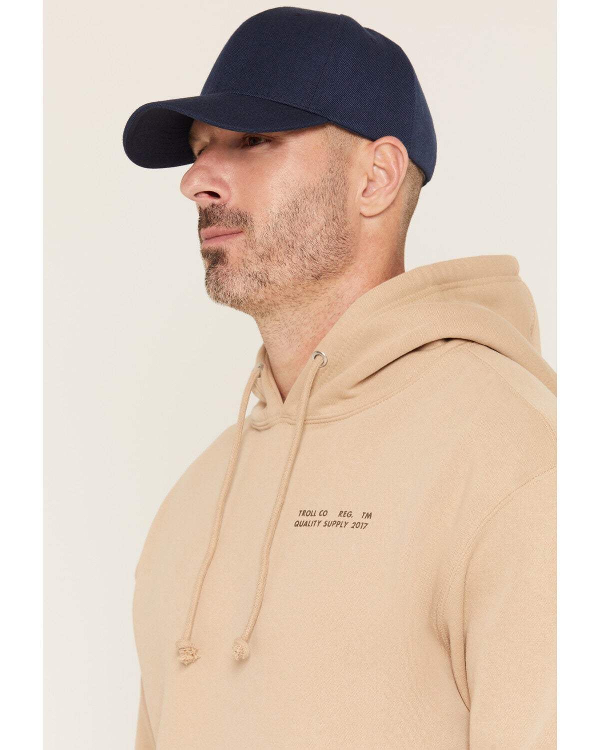 Image #3 - Troll Co Men's No Luck All Work Graphic Hooded Sweatshirt, Taupe, hi-res