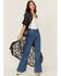 Image #1 - Shyanne Women's Embroidered Mesh Kimono, Indigo, hi-res