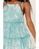 Image #3 - Rock & Roll Denim Women's Eyelet Halter Ruffle Mini Dress, Teal, hi-res