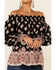 Image #3 - Wild Moss Women's Border Print Off-Shoulder Long Sleeve Peasant Top , Black, hi-res