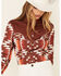 Ranch Dress'n Women's Southwestern Bandera Print Long Sleeve Snap Western Shirt, Rust Copper, hi-res