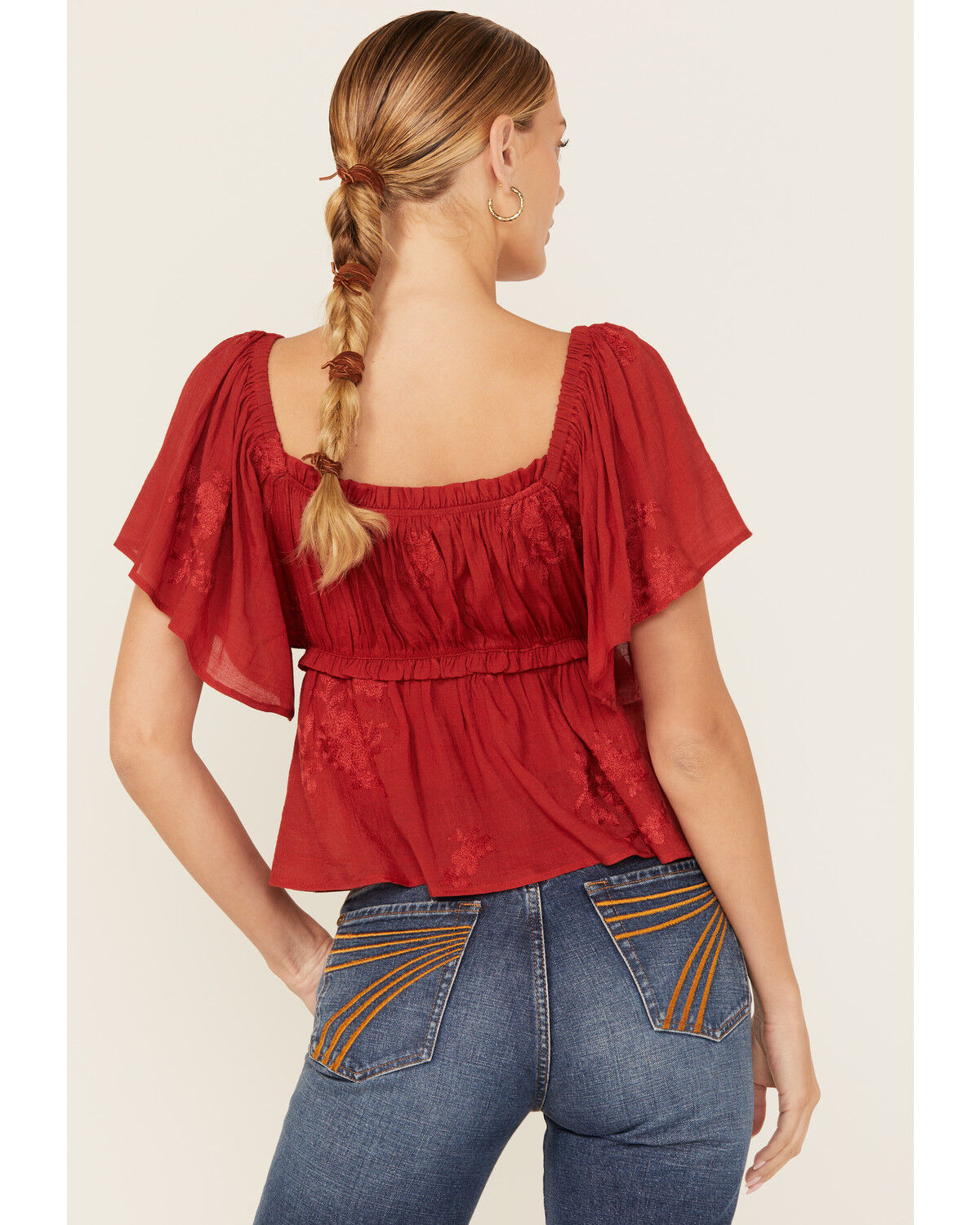 Image #4 - Wild Moss Women's Flutter Sleeve Top, Rust, hi-res