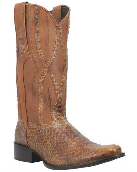 Dingo Men's Ace High Python Snake Print Leather Western Boots - Round Toe, Tan, hi-res