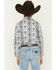 Image #4 - Wrangler Boys' Checotah Southwestern Striped Long Sleeve Pearl Snap Western Shirt, Blue, hi-res